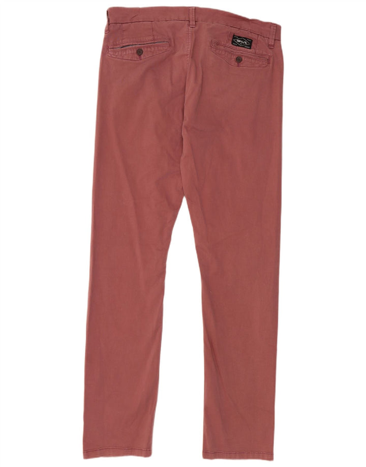 Rip Curl Mens Slim Chino Trousers W34 L30 Maroon Cotton