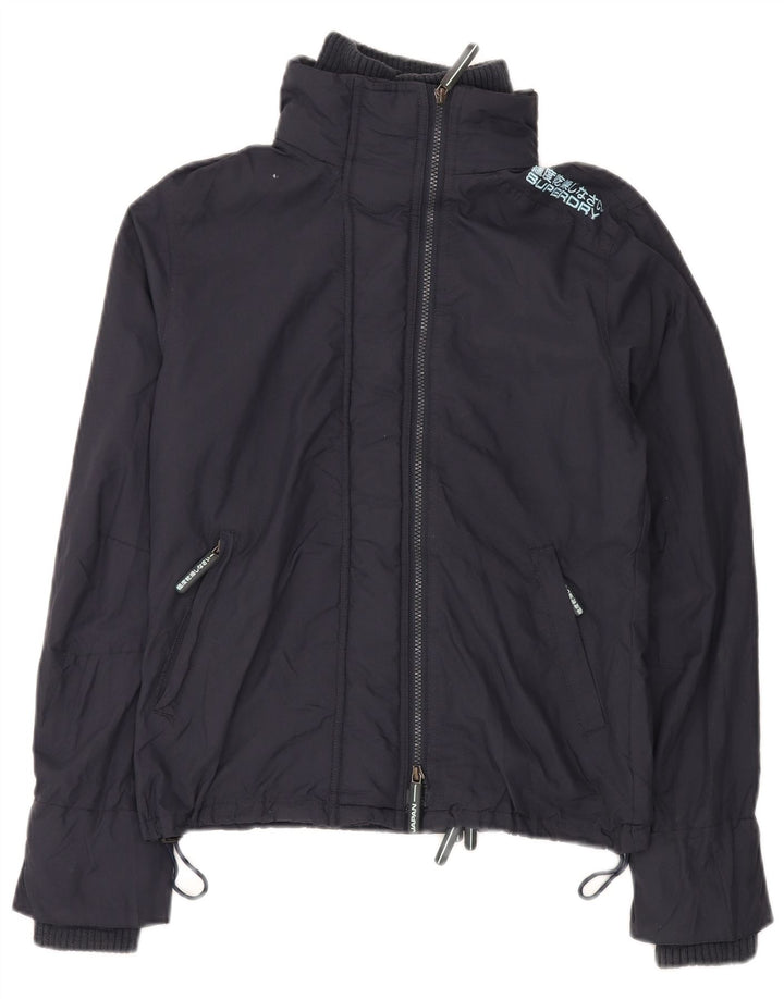 SUPERDRY Womens Graphic Rain Jacket UK 16 Large Navy Blue Nylon