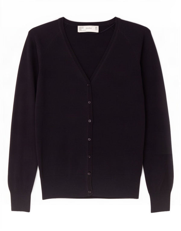 Zara Womens Cardigan Sweater UK 10 Small Navy Blue Cotton