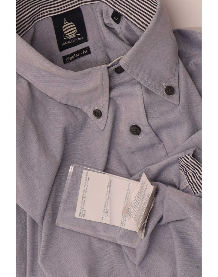 Marina Yachting Mens Regular Fit Shirt Size 42 Large Blue Cotton