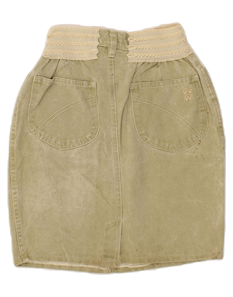 VINTAGE Womens Denim Skirt W32 Large Beige Vintage Vintage and Second-Hand Vintage from Messina Hembry 