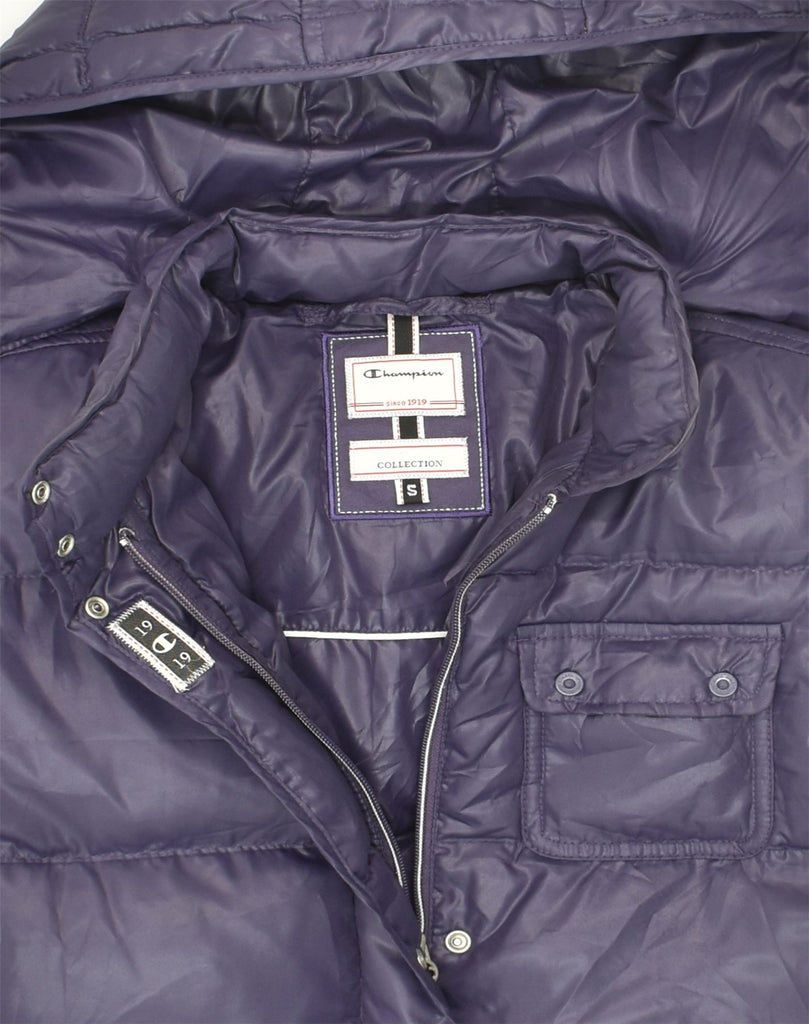 CHAMPION Womens Hooded Padded Coat UK 10 Small Purple Polyester | Vintage Champion | Thrift | Second-Hand Champion | Used Clothing | Messina Hembry 