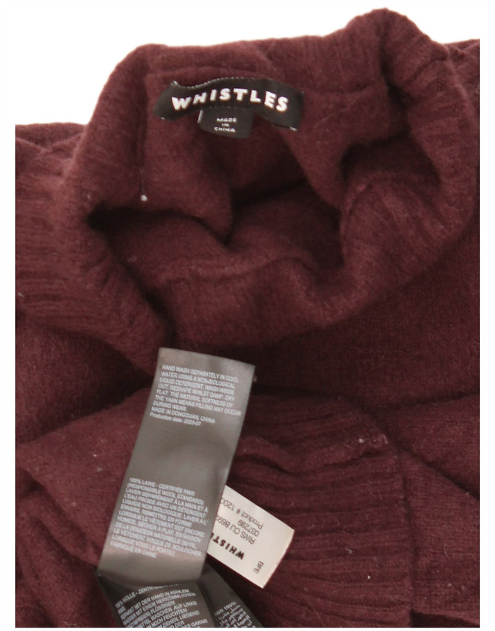 Whistles Womens Crop Turtle Neck Jumper Sweater UK 14 Medium Maroon Wool