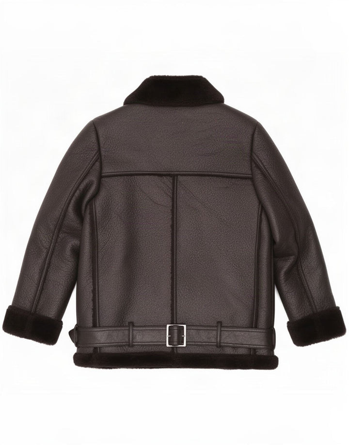 Zara Womens Sherpa Jacket UK 10 Small Black Polyester