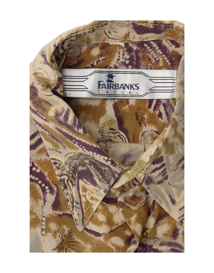 FAIRBANKS Mens Abstract Pattern Shirt Large Beige Colourblock Vintage Fairbanks and Second-Hand Fairbanks from Messina Hembry 