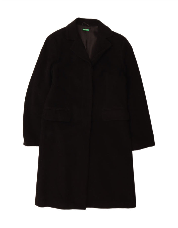 Benetton Womens Overcoat UK 10 Small Black