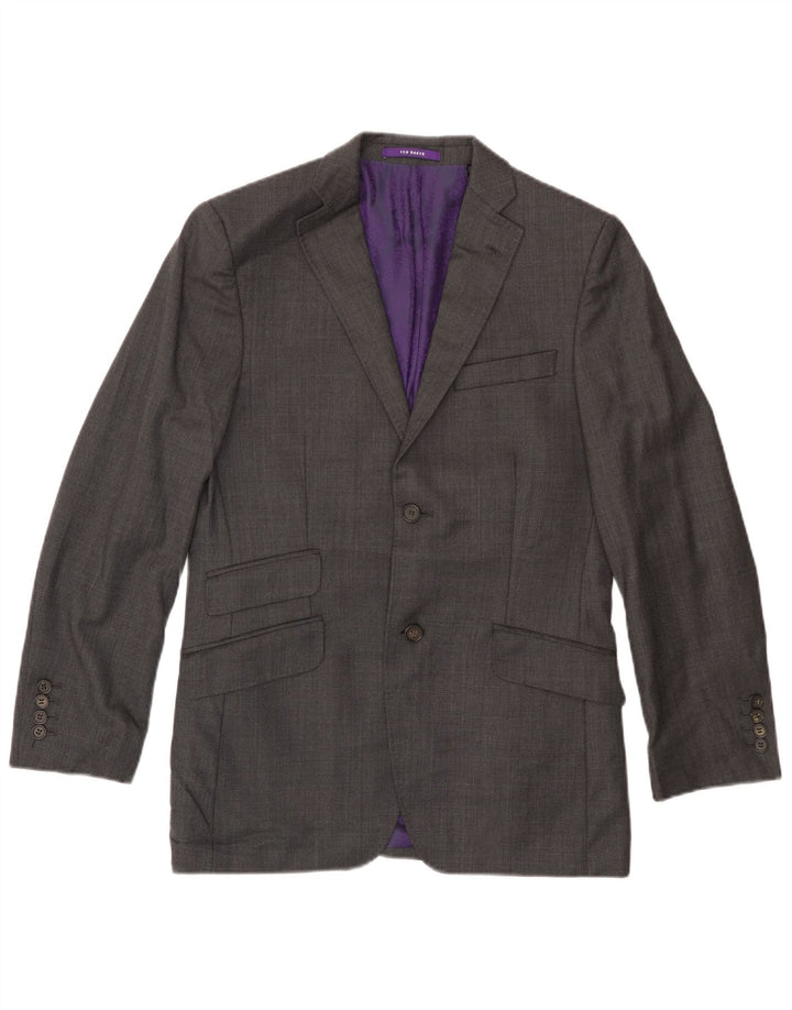 Ted Baker Mens 2 Button Blazer Jacket UK 36 Small Grey Wool