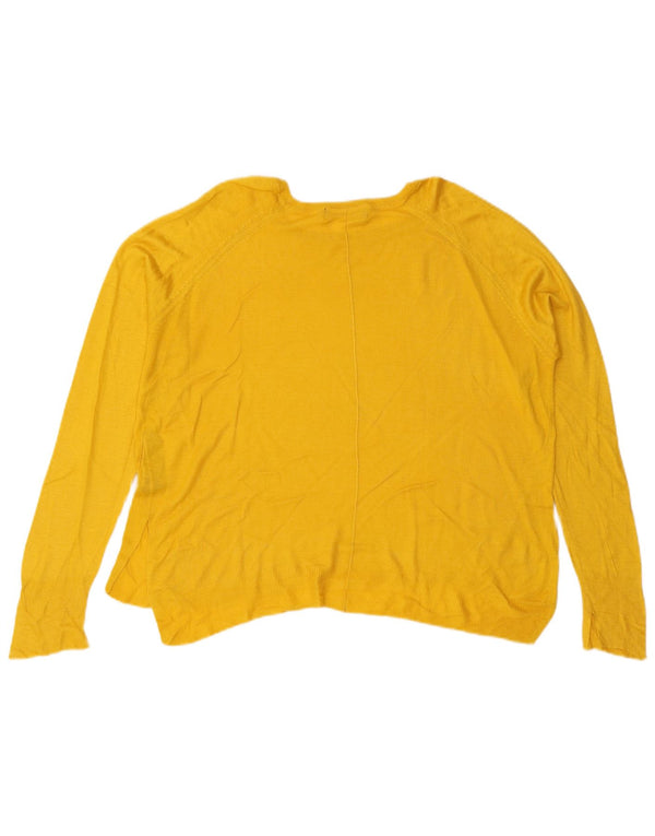 Zara Womens Boat Neck Jumper Sweater UK 16 Large Yellow Viscose