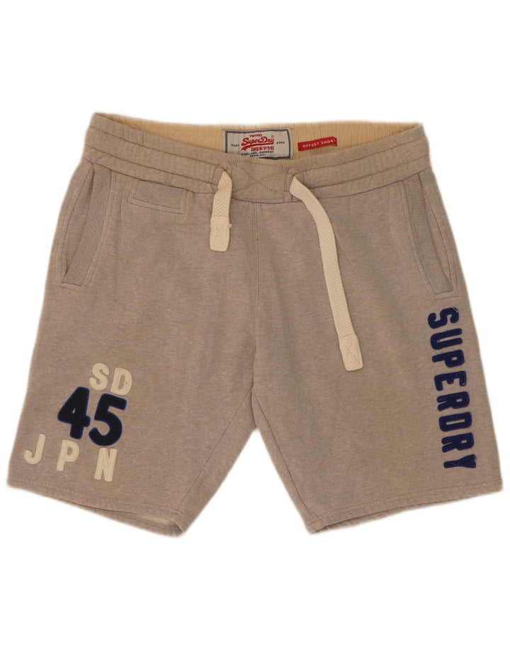 Superdry Mens Graphic Sport Shorts Medium  Grey Flecked Cotton