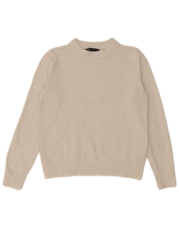 Marks & Spencer Womens Crop Crew Neck Jumper Sweater UK 6 XS Off White