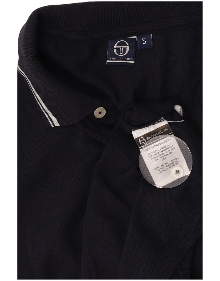 Sergio Tacchini Mens Polo Shirt Small Navy Blue Cotton