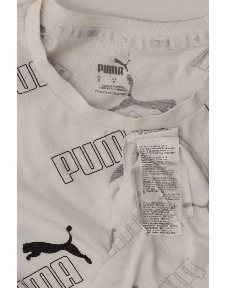Puma Mens Graphic T-Shirt Top Small White Cotton