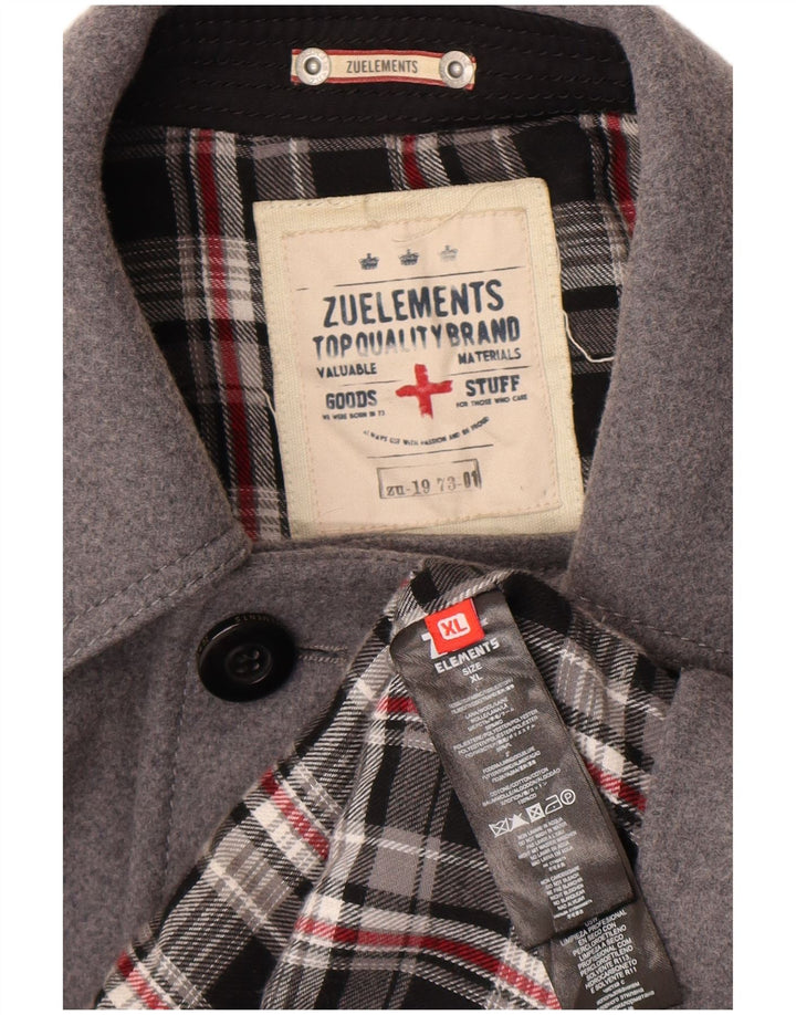 Zu Elements Mens Pea Coat UK 42 XL Grey Wool