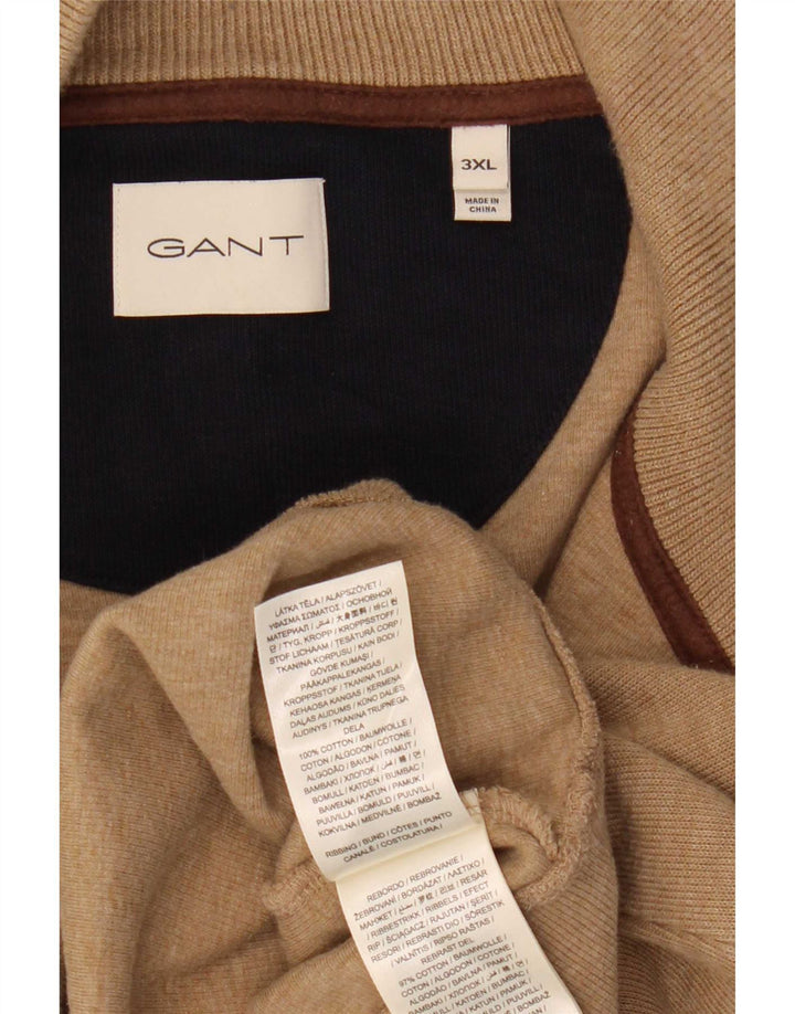 Gant Mens Zip Neck Jumper Sweater 3XL Beige Cotton