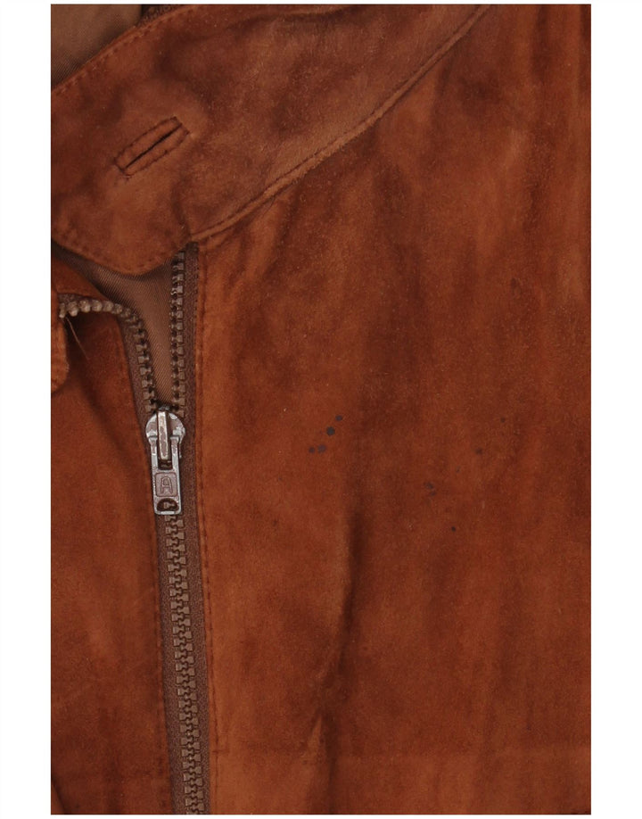 Vintage Mens Bomber Suede Jacket IT 52 XL Brown Leather