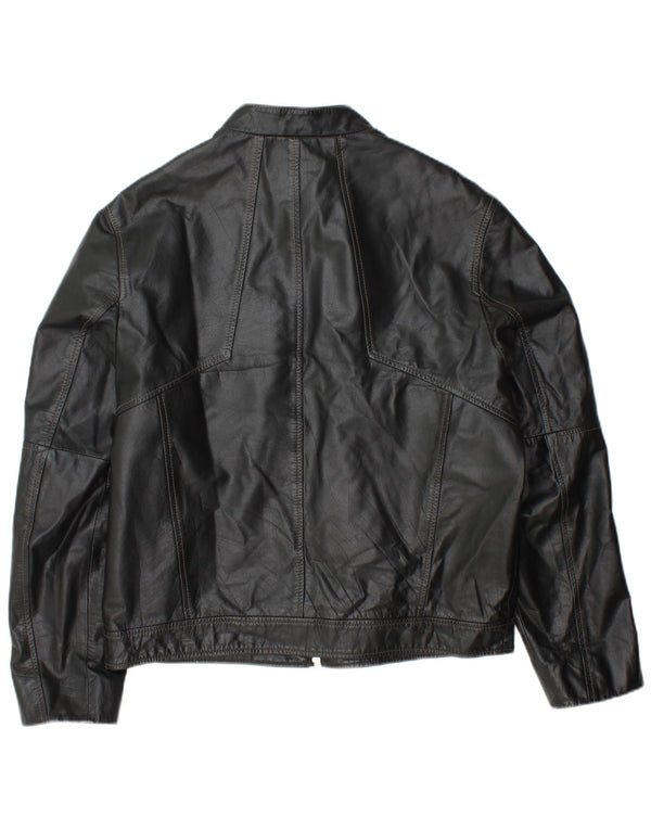 DAVID MAYER Mens Leather Jacket UK 38 Medium Black Leather