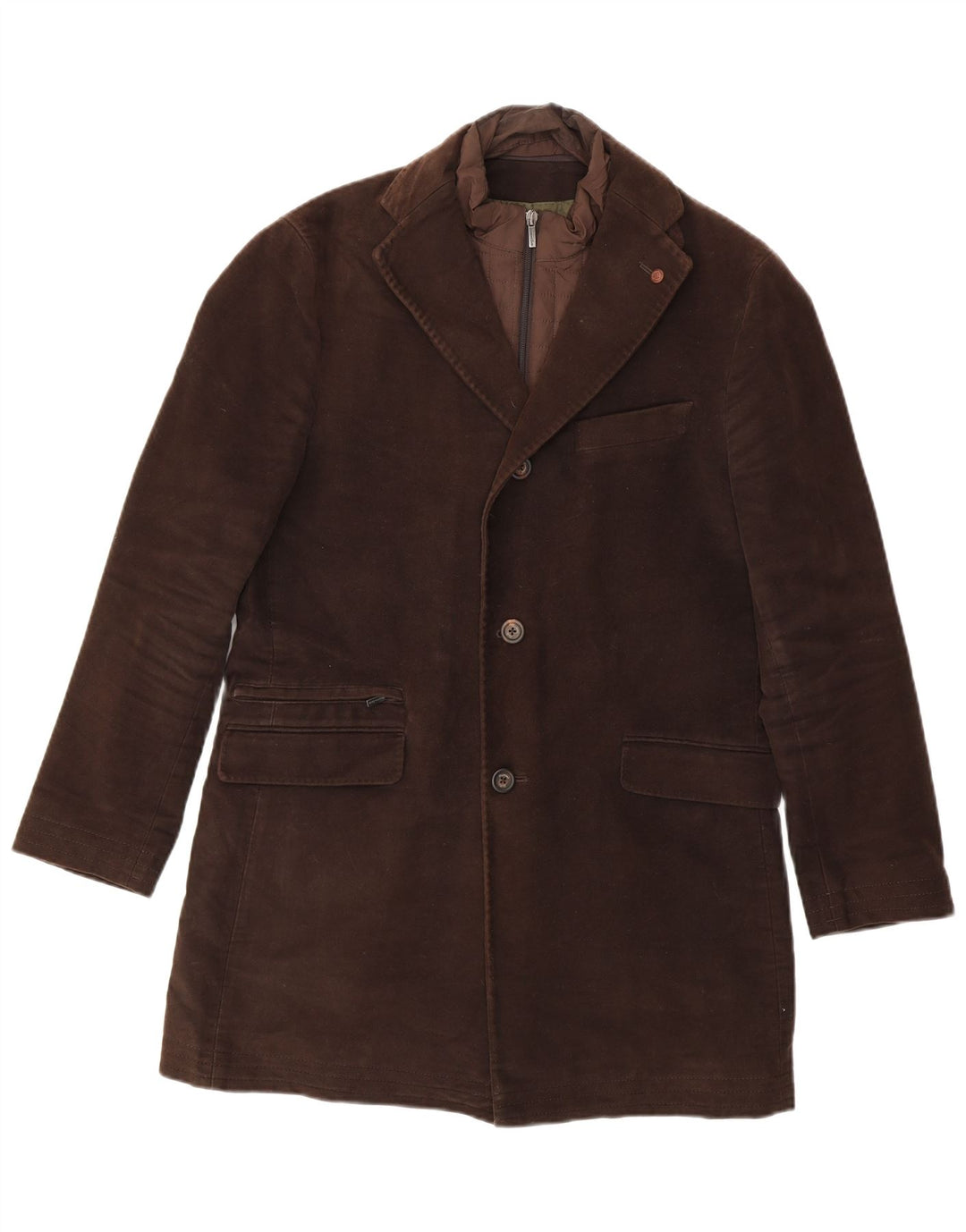 Massimo Dutti Mens 3 Button Blazer Jacket EU 48 Medium Brown Cotton