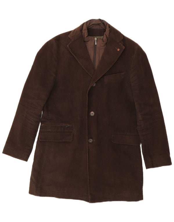 Massimo Dutti Mens 3 Button Blazer Jacket EU 48 Medium Brown Cotton