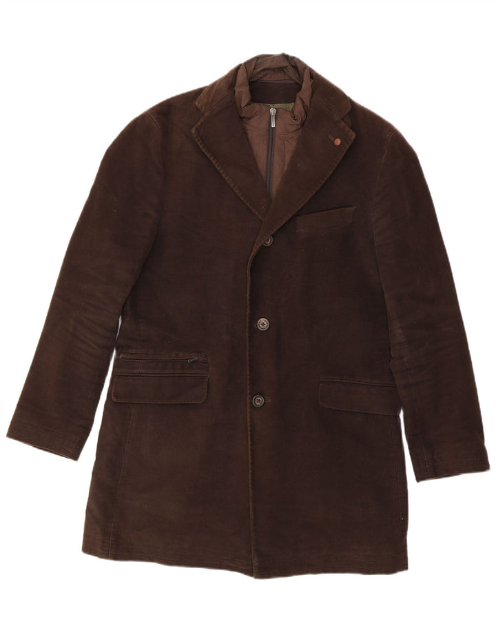 Massimo Dutti Mens 3 Button Blazer Jacket EU 48 Medium Brown Cotton