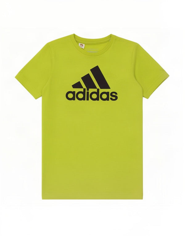 Adidas Boys Climalite Graphic T-Shirt Top 9-10 Years Green Cotton