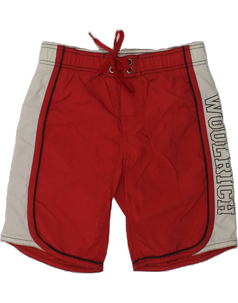 WOOLRICH Boys Graphic Swimming Shorts 9-10 Years Red Colourblock | Vintage Woolrich | Thrift | Second-Hand Woolrich | Used Clothing | Messina Hembry 