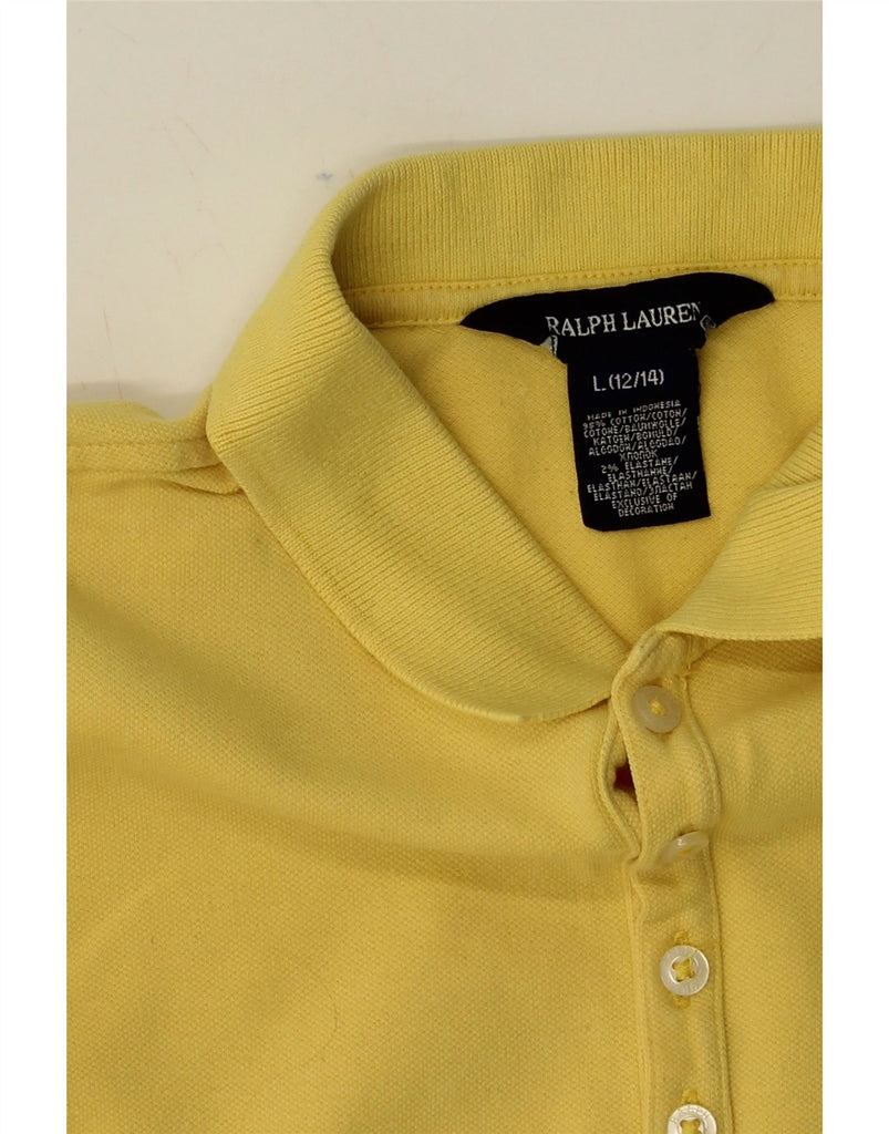 RALPH LAUREN Girls Polo Shirt 12-13 Years Large  Yellow Cotton Vintage Ralph Lauren and Second-Hand Ralph Lauren from Messina Hembry 