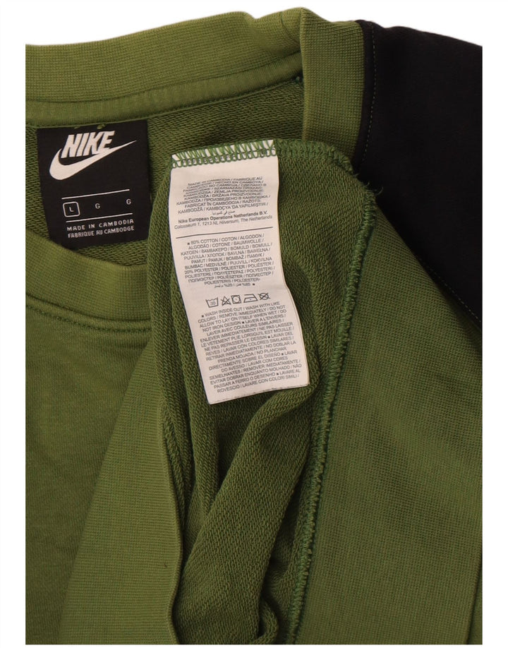 Nike Mens Graphic Sweatshirt Jumper Large Green Colourblock Cotton