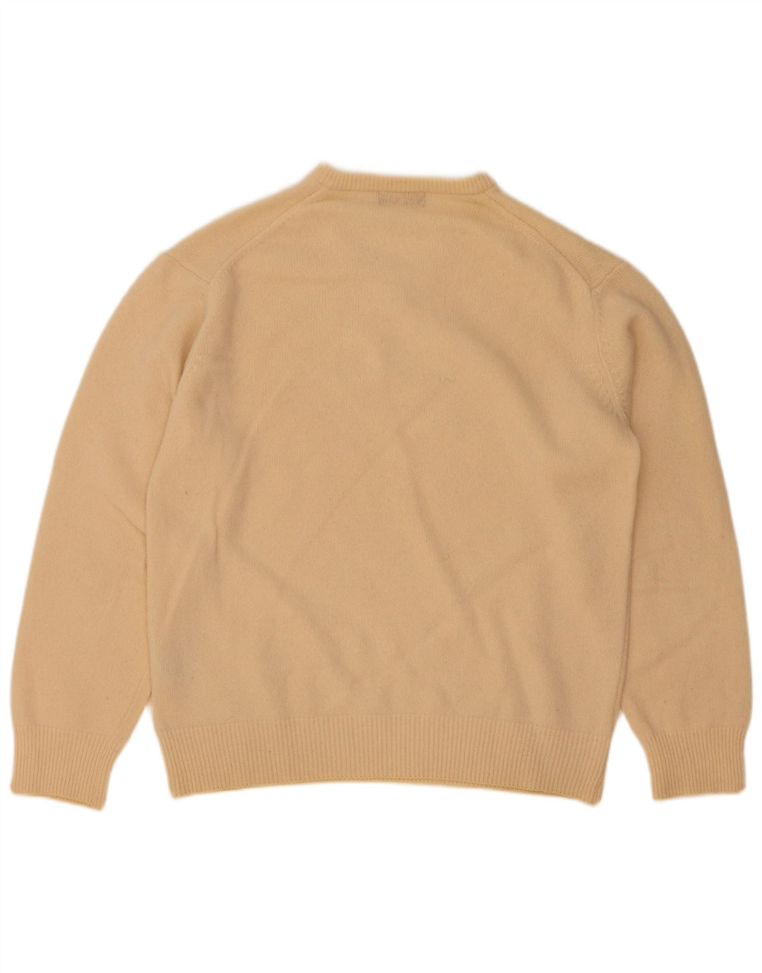 Kappa Mens V-Neck Jumper Sweater Large Beige Lambswool