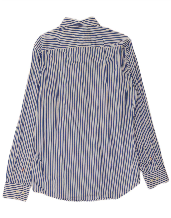TOMMY HILFIGER Mens Regular Fit Shirt Medium Blue Pinstripe Cotton
