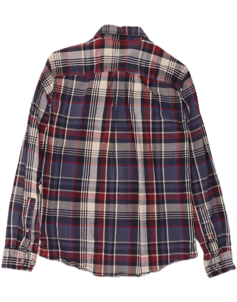 EDDIE BAUER Mens Slim Fit Flannel Shirt Medium Navy Blue Check Cotton Vintage Eddie Bauer and Second-Hand Eddie Bauer from Messina Hembry 