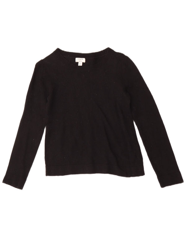 J. Crew Womens Teddie Boat Neck Jumper Sweater UK 6 XS Black Cotton
