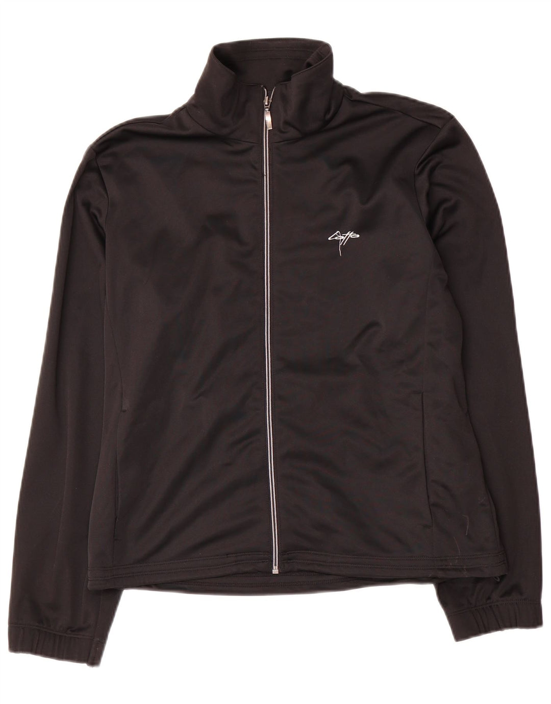 Lotto Womens Crop Tracksuit Top Jacket UK 14 Medium Black Polyester