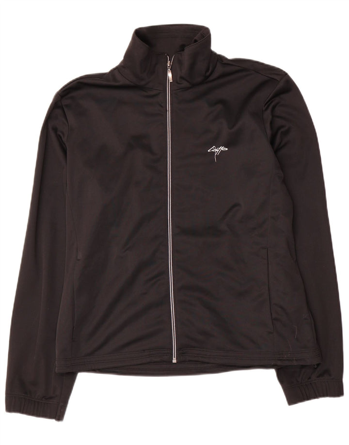 Lotto Womens Crop Tracksuit Top Jacket UK 14 Medium Black Polyester