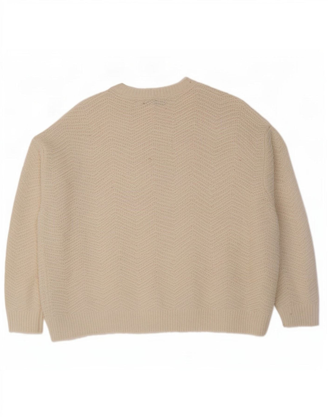 Marks & Spencer Womens Boat Neck Jumper Sweater UK 16 Large White Chevron