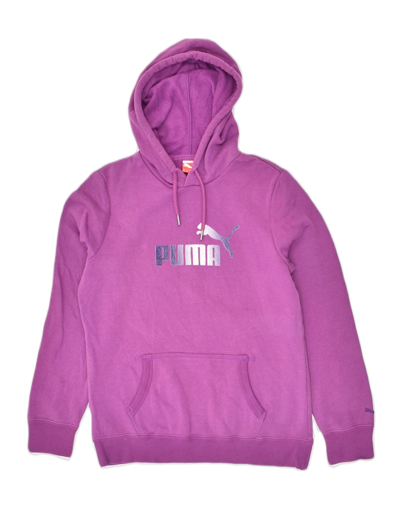 PUMA Womens Graphic Hoodie Jumper UK 12 Medium  Purple Cotton | Vintage Puma | Thrift | Second-Hand Puma | Used Clothing | Messina Hembry 