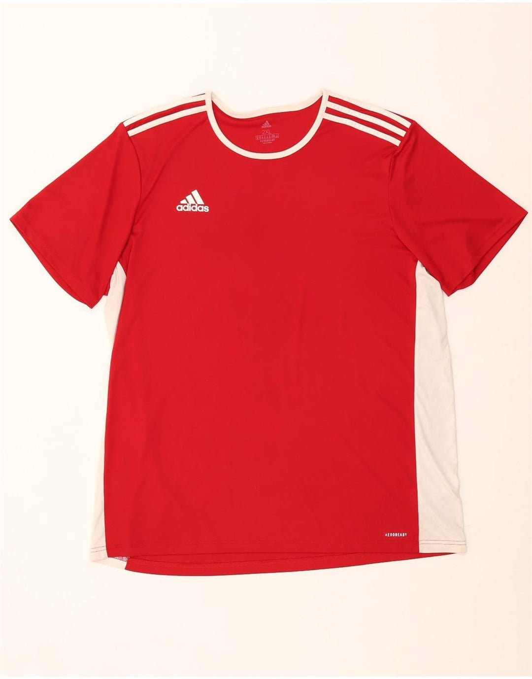 Adidas Mens Aeroready T-Shirt Top 2XL Red Colourblock Polyester