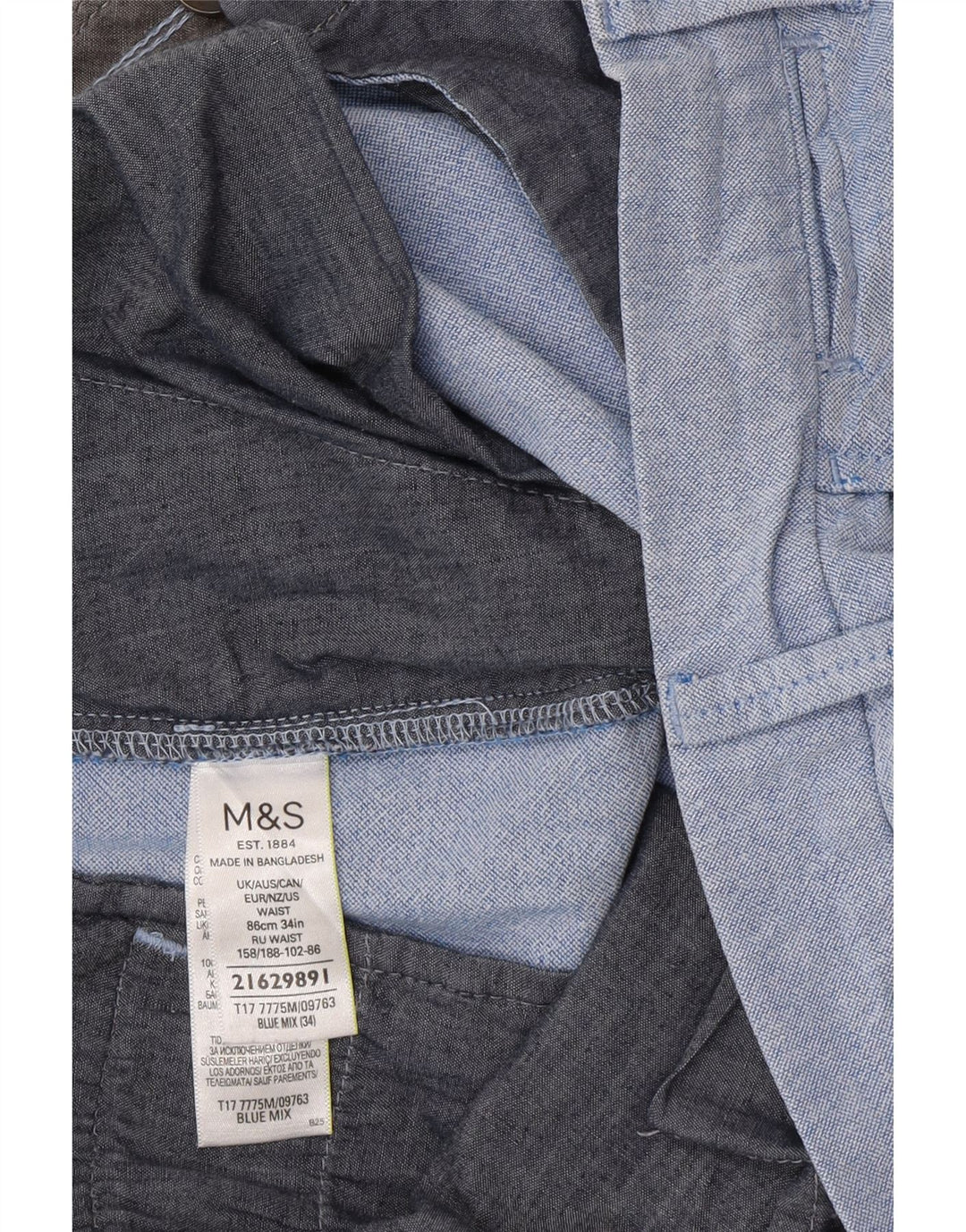 Marks & Spencer Mens Chino Shorts W34 Large Blue Cotton