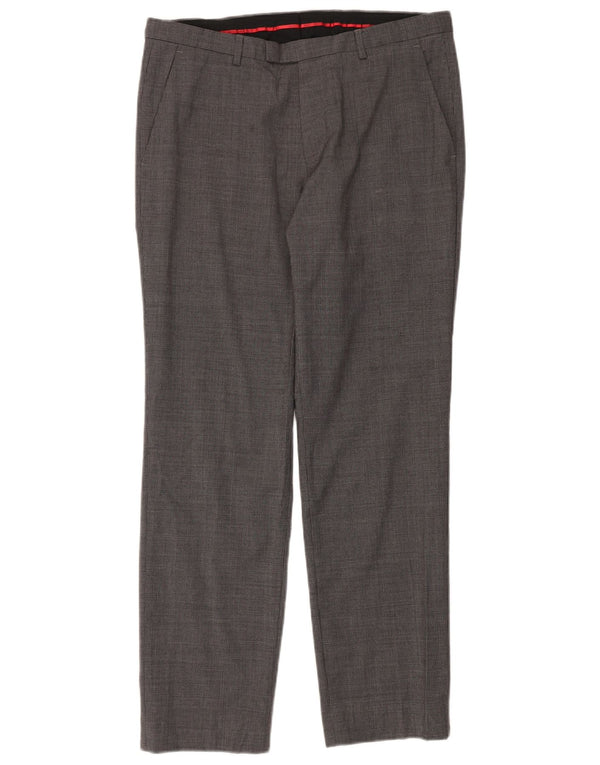 Hugo Boss Mens Straight Suit Trousers IT 50 Large W34 L31 Grey Houndstooth