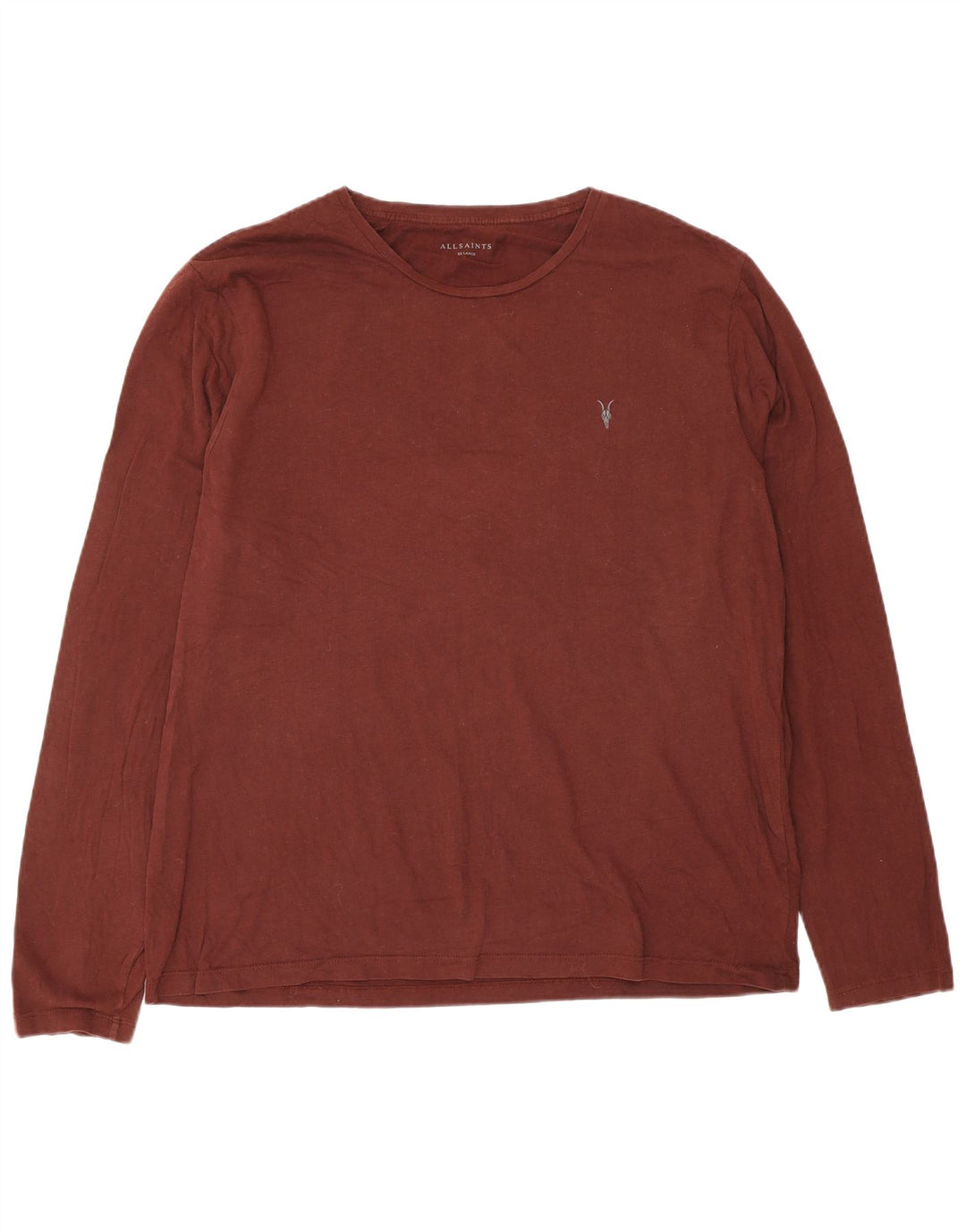 All Saints Mens Top Long Sleeve 2XL Brown Cotton