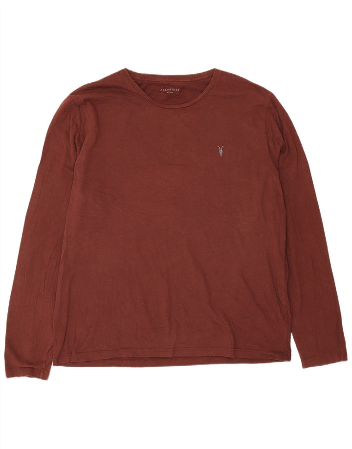 All Saints Mens Top Long Sleeve 2XL Brown Cotton