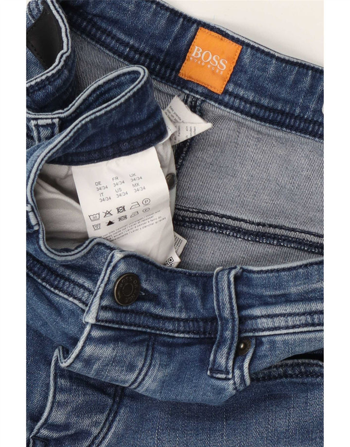 Hugo Boss Mens Tapered Jeans W34 L34 Blue Cotton