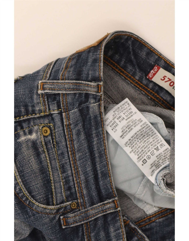 Levi's Womens 570 Crop Straight Jeans W29 L26 Blue Cotton