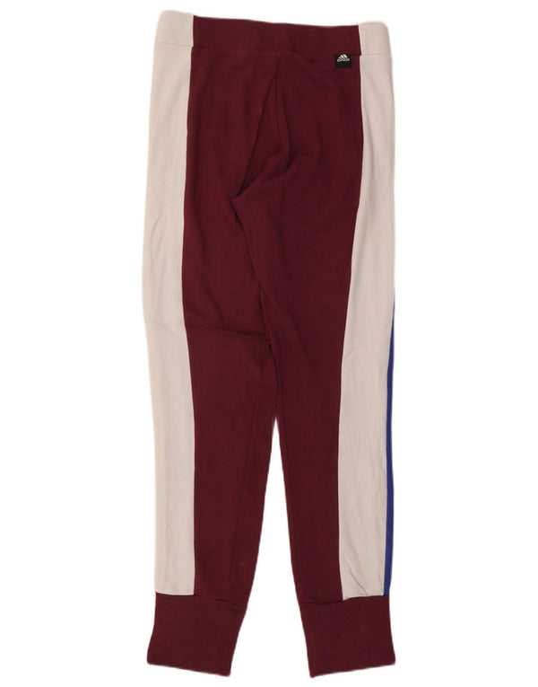 Adidas Womens Tracksuit Trousers Joggers UK 8/10 Small  Burgundy Cotton