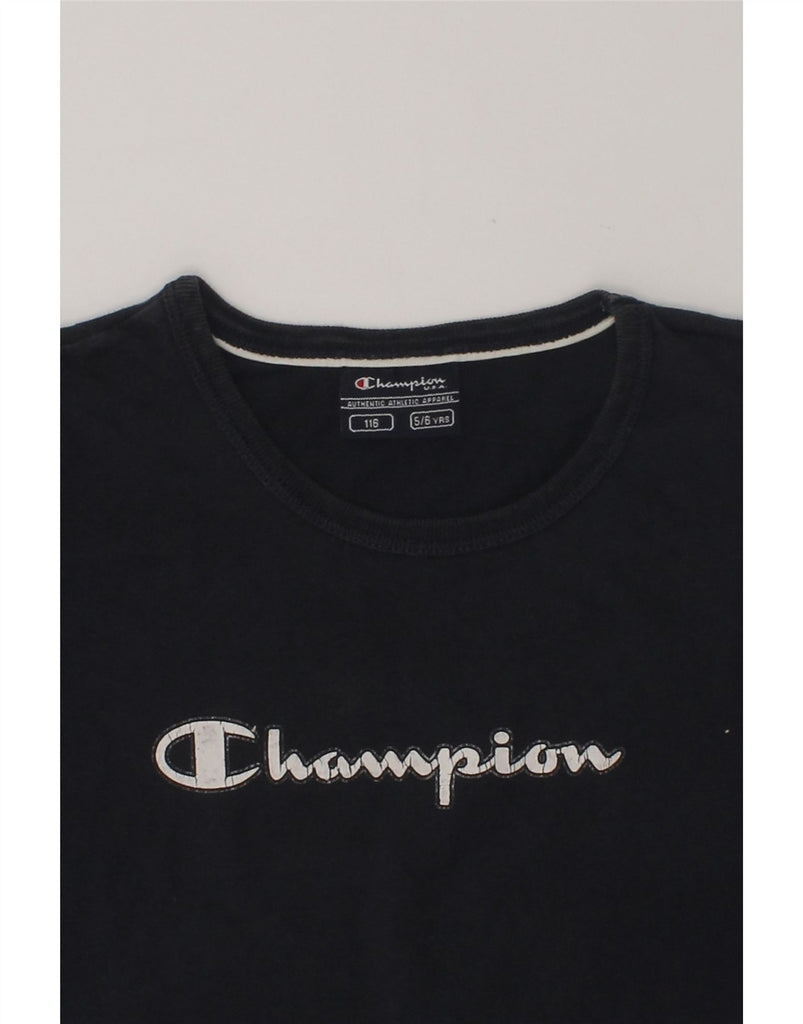 CHAMPION Girls Graphic T-Shirt Top 5-6 Years Navy Blue | Vintage Champion | Thrift | Second-Hand Champion | Used Clothing | Messina Hembry 