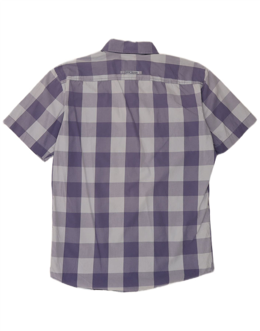 Camel Active Mens Short Sleeve Regular Fit Shirt Medium Blue Gingham Cotton