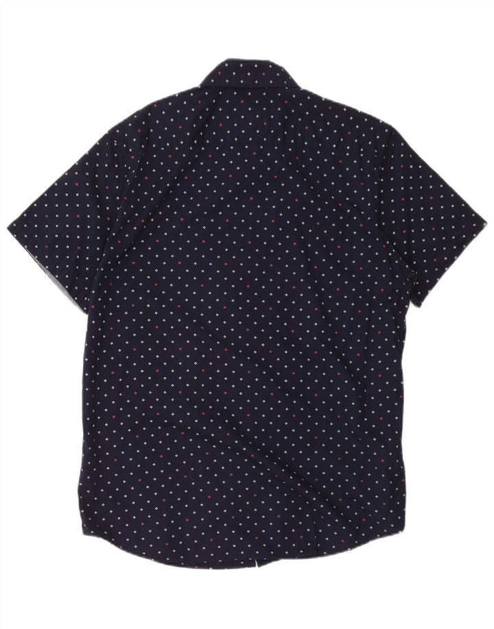 Lee Mens Short Sleeve Regular Fit Shirt Medium Navy Blue Geometric Cotton