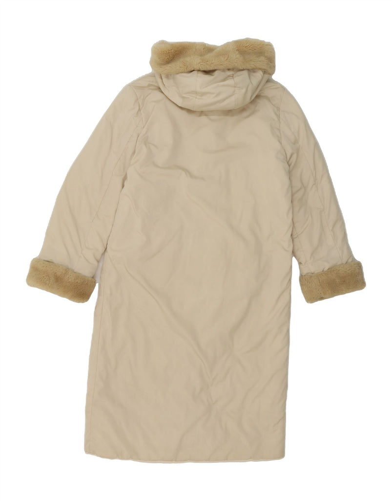 TRUSSARDI Womens Hooded Overcoat IT 42 Medium Beige Polyester Vintage Trussardi and Second-Hand Trussardi from Messina Hembry 