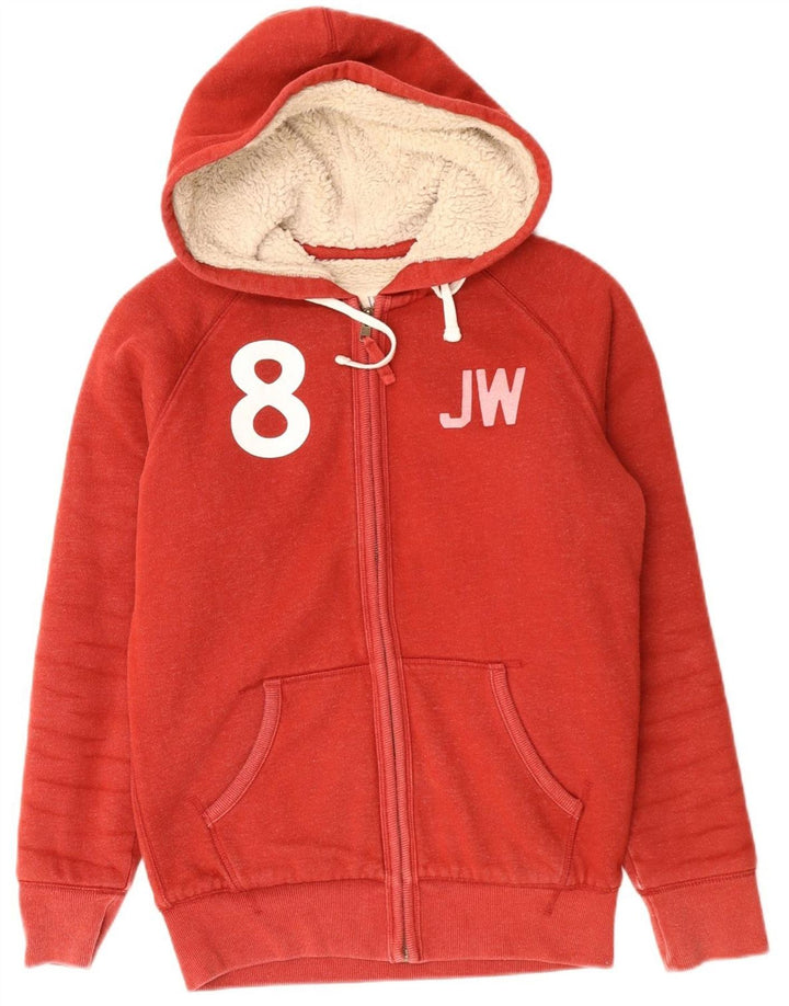JACK WILLS Mens Graphic Zip Hoodie Sweater Small Red Cotton