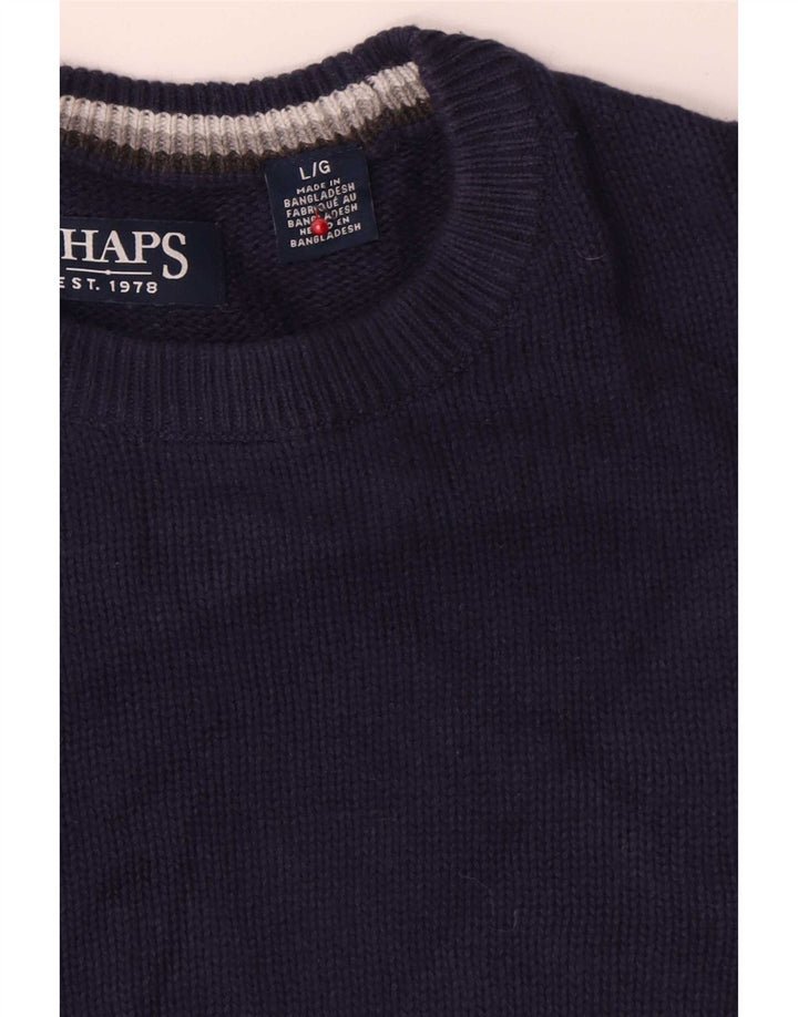 Chaps Mens Crew Neck Jumper Sweater Large Navy Blue Cotton