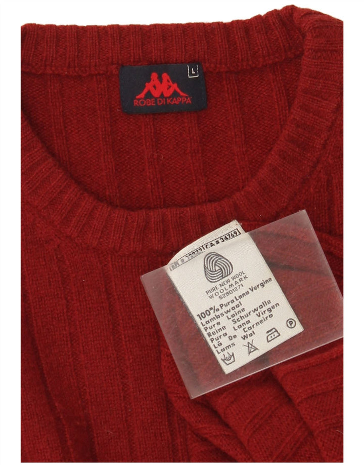 Kappa Mens Crew Neck Jumper Sweater Large Burgundy Wool